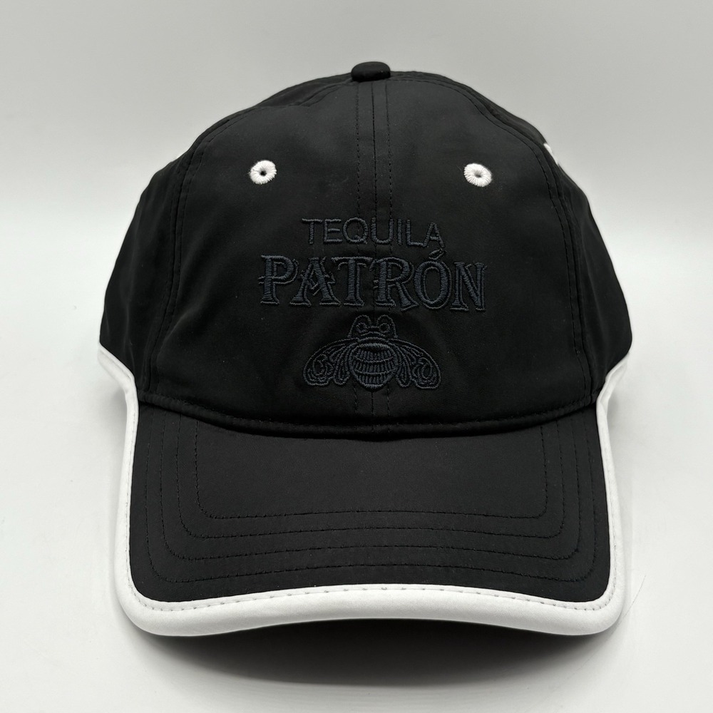 Patron Tequila Golf Cap Hat Black Adjustable Embroidered Dri‎ Fit Performance